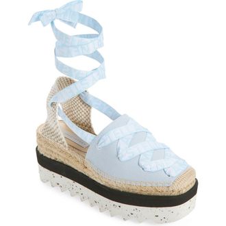 Stella McCartney Gaia Logo Strap Espadrille in Powder Blue at Nordstrom, Size 11Us