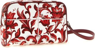 Dolce & Gabbana Mens Essenza Shoulder Bag Red Calfskin Leather Cotton