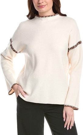 T Tahari Novelty Embroidery Stitch Pullover