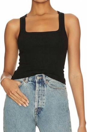 La Made Valeria Square Neck Tank In Black