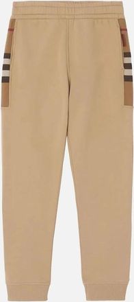 Burberry Mens Burberry Check Panel Jogging Pants Camel Brown - Size: 32/30/31
