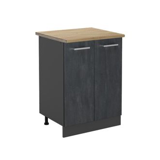 Vicco Mueble Bajo De Cocina R-line, Hormig&oacute;n Negro/antracita, 60 Cm Et Roble