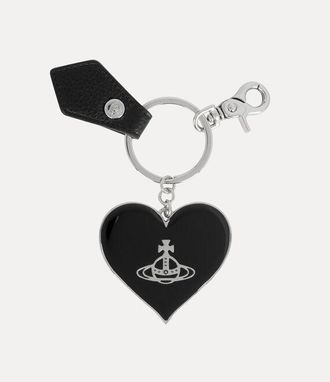 Vivienne Westwood Mirror Heart Orb Keyring Metal Black-pu-grain One Size Women