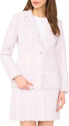 CeCe by Cynthia Steffe Frayed Edge Tweed Blazer in New Ivory at Nordstrom, Size 16