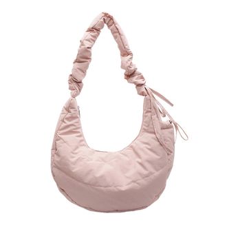 Generic Simple Pleated Bag Large Capacity Quilted Shoulder Bag Commute Bag (Pink)
