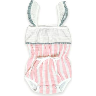 Miki Miette Willa Bubble Romper in Pink Stripe at Nordstrom, Size 12-18M