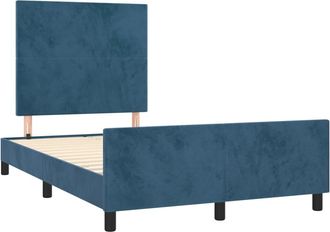 vidaXL Vidaxl - Estructura De Cama Sin Colch&oacute;n Terciopelo Azul Oscuro 120x190cm