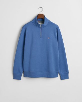 GANT Mens Regular Fit Shield Logo Half Zip Sweatshirt - Blue Cotton - Size X-Large