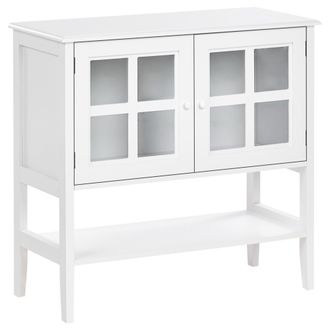 Beliani Vitrina Mediterr&aacute;nea Sal&oacute;n Dormitorio Aparador 2 Puertas Tablero Mdf Con Estante Inferior Blanco Inlet