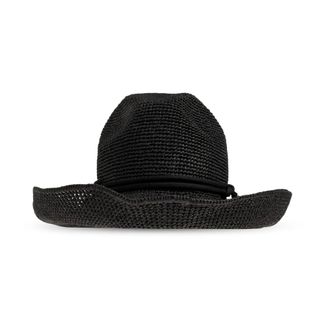 Emporio Armani Hats, female, Black, Size: 58 CM Woven paper-yarn hat