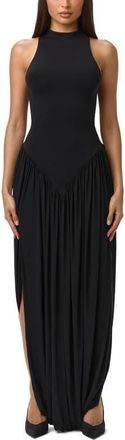 Naked Wardrobe Sleeveless Mock Neck Maxi Dress in Black at Nordstrom, Size X-Small