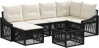 vidaXL Conjunto De Sof&aacute;s De Jard&iacute;n 7 Uds. Negro Rat&aacute;n Sint&eacute;tico Vidaxl
