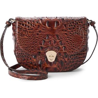 Brahmin Portia Croc Embossed Leather Crossbody Bag in Pecan at Nordstrom