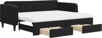 vidaXL Vidaxl - Sof&aacute; Cama Nido Con Cajones Terciopelo Negro 90x200 Cm