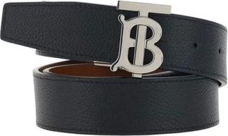 Burberry Accessoires, Heren, Zwart, ONE Size, Leer, Reversible Leren Riem TB Monogram Gesp