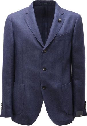 Lardini Heren, Jassen, Blauw, Maat: XL Linnen