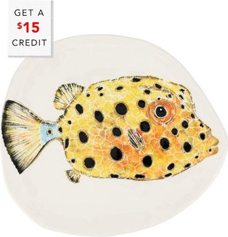 Vietri Vietri Reef Box Fish Small Round Platter With $15 Credit