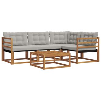 vidaXL Conjunto De Sof&aacute;s De Exterior 5 Pcs Gris Natural Y Claro Vidaxl