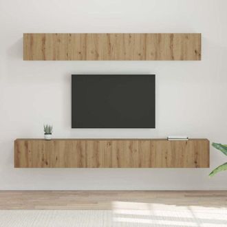 vidaXL Vidaxl - Juego De Muebles De Tv Montaje En La Pared 5 Pcs Roble Artisan