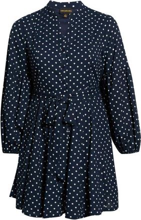 Sugarlips Polka Dot Button Down Minidress in Navy-Cream at Nordstrom, Size 1X