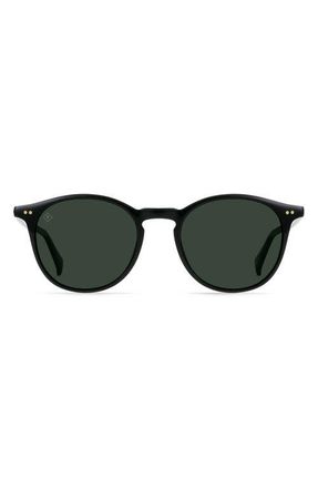 Raen Optics Basq 50mm Polarized Round Sunglasses in Recycled Black/Green Polar at Nordstrom