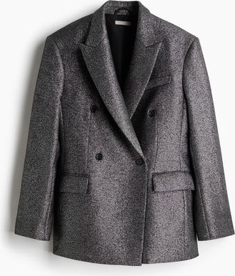 H&M Glitzernder Blazer aus Wollmix - Schwarz