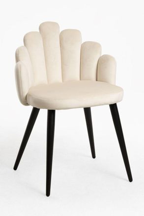 Regalos Miguel Regalos Miguel - Sillas Comedor - Silla Hand Terciopelo Patas Negras - Beige