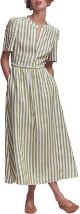 Boden Ivy Linen Midi Dress in Green Stripe at Nordstrom, Size 12