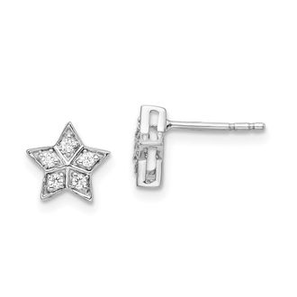 Diamond2Deal 14k White Gold 1/10 Ct Lab Grown Diamond Star Stud Earrings