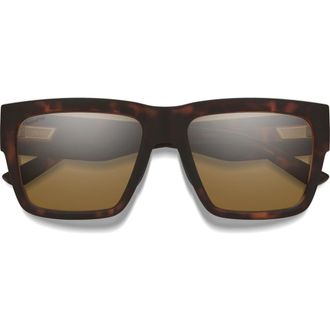 Smith Lineup 58mm ChromaPop Polarized Rectangular Sunglasses in Matte Tortoise /Brown at Nordstrom