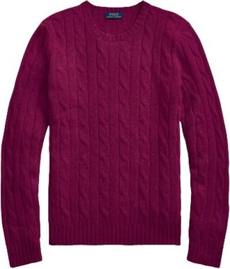 Polo Ralph Lauren Twisted Cashmere Trui Julianna Plum Heather - Dames - Ronde hals truien - Paars - XS - Kasjmier - Truien & Vesten
