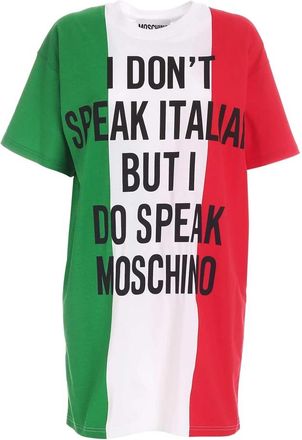 Moschino Multicolor Korte Jurk- Italia Tdress - Dames - Korte kleedjes - Veelkleurig - L - Katoen - Kleedjes