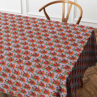 Vent de Boh&egrave;me Mantel cuadrado de algod&oacute;n estampado de flores lila 140x140 cm