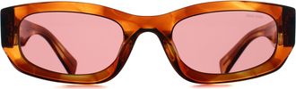 Miu Miu Oval Womens Striped Tobacco Dark Violet MUB04S - Brown - One Size