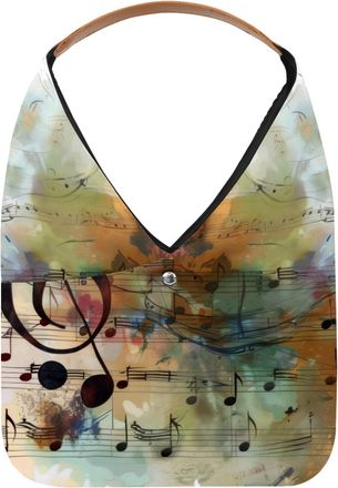 Generic Vintage Music Note Staff Reusable Lightweight Grocery Bags - Foldable Into Compact Pouch, Washable & Sturdy, Multipurpose for Shopping and Travel