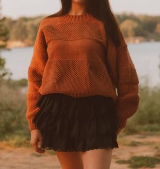 Miss Me Amber Skies Long Sleeve Sweater In Brown