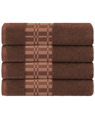 Superior Larissa Cotton 4Pc Bath Towel Set With Geometric Embroidered Border
