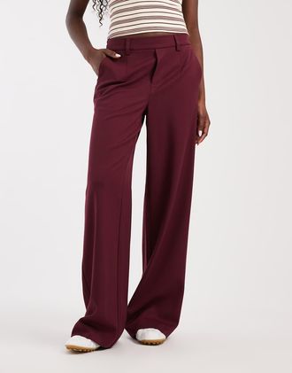 Object Pantaloni sartoriali a gamba larga bordeaux-Rosso