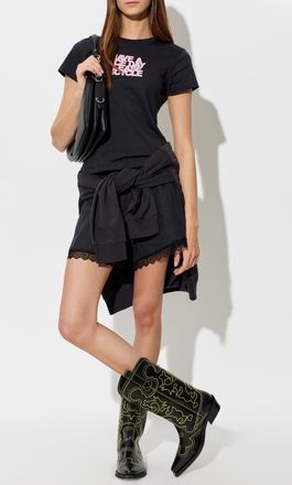Ganni T-shirt With Print, Womens, Black
