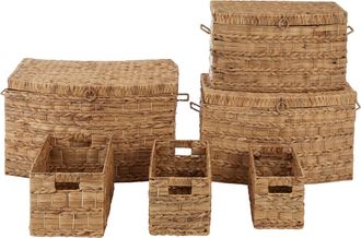 Premier Housewares Lidi Set Of Six Water Hyacinth Storage Baskets