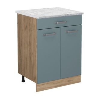 Vicco Mueble Bajo De Cocina R-line, Gris Azulado, 60 Cm Et M&aacute;rmol, Vicco