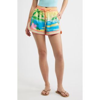 Kulani Kinis Print Lightweight Cover-Up Shorts in Bahama Breeze at Nordstrom, Size X-Large