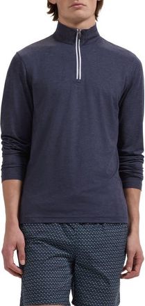 Bugatchi M&eacute;lange Quarter Zip Pullover in Navy at Nordstrom, Size Xx-Large