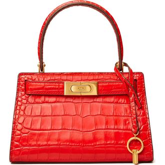 Tory Burch Lee Radziwill Croc Embossed Leather Tote in Brilliant Red at Nordstrom