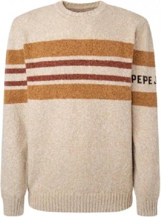Pepe Jeans London Scott Trui - Modern en Verfijnd Ontwerp - Heren - Ronde hals truien - Beige - XL - Katoen - Truien & Vesten