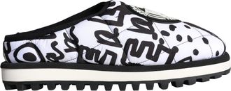 Dolce & Gabbana Black White Quilted Logo Sandals Slides Mens Shoes