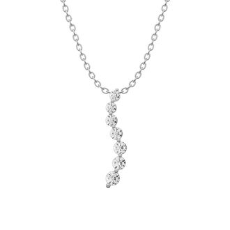 Diamond2Deal 14K White Gold 0.75 Ct Lab Grown Diamond Journey Pendant Necklace