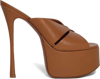 Amina Muaddi 155 mm Salma sandalen met plateauzool - Bruin