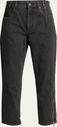 3.1 Phillip Lim Straight-Leg Cropped Jeans with Side Zipper Detail