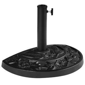 Yaheetech Homevive Base De Sombrilla Semicircular Con Dise&ntilde;o Floral Pie De Parasol Para M&aacute;stiles De 38/48 Mm Negro